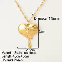 Romantic Simple Style Heart Shape Wings Lock 304 Stainless Steel Women's Pendant Necklace sku image 12