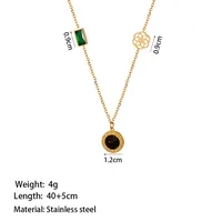 Casual Simple Style Commute Round 304 Stainless Steel Polishing Plating Inlay Artificial Rhinestones 18K Gold Plated Women's Pendant Necklace main image 2