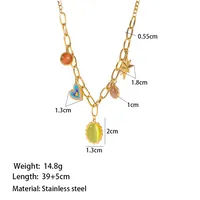 Hawaiian Vacation Commute Heart Shape 304 Stainless Steel Plating Inlay Resin 18K Gold Plated Women's Bracelets Necklace main image 2