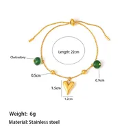 Hawaiian Vacation Commute Heart Shape 304 Stainless Steel Plating Inlay Resin 18K Gold Plated Women's Bracelets Necklace main image 3