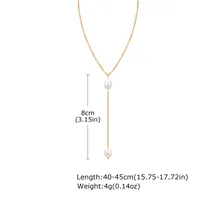 Wholesale Jewelry IG Style Baroque Style Geometric 304 Stainless Steel Freshwater Pearl 18K Gold Plated Necklace Cable Chain main image 2