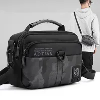 Men's Oxford Cloth Letter Color Block Basic Square Zipper Fanny Pack main image 1