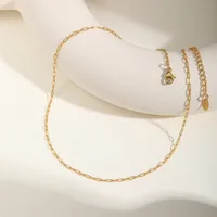 Wholesale Jewelry IG Style Simple Style Geometric 201 Stainless Steel 18K Gold Plated Necklace Cable Chain main image 3