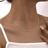 Wholesale Jewelry IG Style Simple Style Geometric 201 Stainless Steel 18K Gold Plated Necklace Cable Chain main image 4
