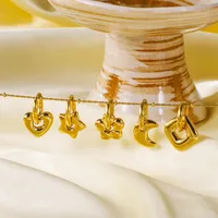 1 Pair IG Style Commute Geometric Star Heart Shape Plating 304 Stainless Steel Drop Earrings main image 3