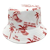 Unisex Retro Coconut Tree Printing Wide Eaves Bucket Hat sku image 3