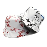 Unisex Retro Coconut Tree Printing Wide Eaves Bucket Hat main image 1