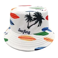 Unisex Retro Coconut Tree Printing Wide Eaves Bucket Hat main image 5