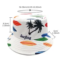 Unisex Retro Coconut Tree Printing Wide Eaves Bucket Hat main image 2