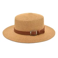 Unisex Vacation Simple Style Color Block Big Eaves Straw Hat main image 1