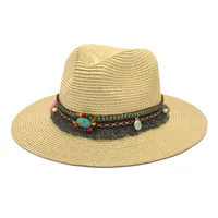 Unisex Retro Streetwear Geometric Big Eaves Straw Hat main image 4