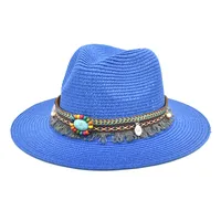 Unisex Retro Streetwear Geometric Big Eaves Straw Hat main image 2