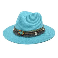 Unisex Retro Streetwear Geometric Big Eaves Straw Hat main image 1