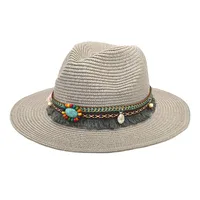 Unisex Retro Streetwear Geometric Big Eaves Straw Hat main image 3