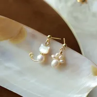 1 Pair Vacation Simple Style Flower Plating Imitation Pearl Drop Earrings main image 1