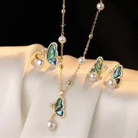 Vacation Simple Style Butterfly Copper Inlay Rhinestones Pearl Women's Rings Bracelets Necklace main image 1