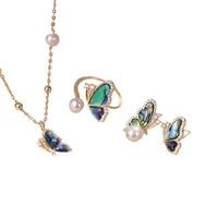 Vacation Simple Style Butterfly Copper Inlay Rhinestones Pearl Women's Rings Bracelets Necklace main image 4