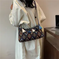 Women's Medium Cloth Geometric Ethnic Style Streetwear Tassel Sewing Thread Square Zipper Shoulder Bag main image 3