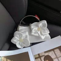 Women's Small Silk Flower Cute Square Clasp Frame Shoulder Bag Evening Bag main image 1