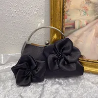 Women's Small Silk Flower Cute Square Clasp Frame Shoulder Bag Evening Bag main image 5