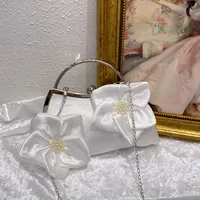 Women's Small Silk Flower Cute Square Clasp Frame Shoulder Bag Evening Bag main image 3