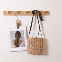 Women's Medium Rhinestone Straw Solid Color Streetwear Weave Square String Crossbody Bag Straw Bag main image 1