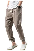 Men's Casual Cotton Linen Drawstring Joggers Breathable Hip-Hop Streetwear Ankle Cuff Sport Pants main image 5
