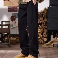 Men's Cotton Casual Pants - Loose Fit Straight Leg, Wide Trousers With Draped Hem For Sports Autumn Winter Fashion main image 1