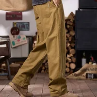 Men's Cotton Casual Pants - Loose Fit Straight Leg, Wide Trousers With Draped Hem For Sports Autumn Winter Fashion main image 2