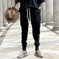 Autumn Winter Jacquard Pants - Hip Hop Casual Trousers With Drawstring, Oversize Men's Fashion main image 1
