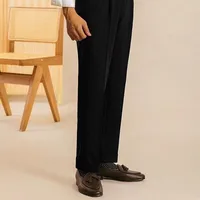 English Title: Korean Style Straight Cut Loose Fit Draped Trousers Men's Four - Season Versatile Solid Color Wrinkle - Free Fashion Formal Pants main image 1