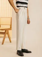 English Title: Korean Style Straight Cut Loose Fit Draped Trousers Men's Four - Season Versatile Solid Color Wrinkle - Free Fashion Formal Pants sku image 10