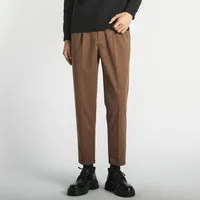 Men's Slim Fit Korean Style Casual Suit Pants - Ankle - Length Trousers With Drape, Autumn Winter Trendy Office & Leisure Chinos main image 2