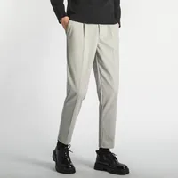 Men's Slim Fit Korean Style Casual Suit Pants - Ankle - Length Trousers With Drape, Autumn Winter Trendy Office & Leisure Chinos main image 4