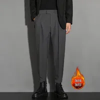 Men's Fleece - Lined Tapered Ankle Pants, Korean - Inspired Slim Fit Skinny Leg Casual Trouser For Versatile Office And Daily Wear main image 2