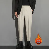 Men's Fleece - Lined Tapered Ankle Pants, Korean - Inspired Slim Fit Skinny Leg Casual Trouser For Versatile Office And Daily Wear main image 3