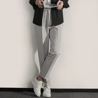 Autumn Winter Men's Slim Fit 9/4 Length Trousers With Flowing Drape, Straight Leg Casual Office Pants, Thick Stretch Chino Bottoms main image 3