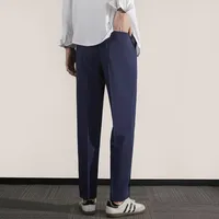 Autumn Winter Men's Slim Fit 9/4 Length Trousers With Flowing Drape, Straight Leg Casual Office Pants, Thick Stretch Chino Bottoms main image 4