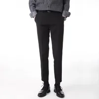 Men's Spring Wool Trousers Slim Fit Straight Leg Ankle - Length Business Casual Premium Wool Suit Pants main image 1