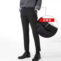 Men's Spring Wool Trousers Slim Fit Straight Leg Ankle - Length Business Casual Premium Wool Suit Pants main image 5