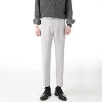 Men's Spring Wool Trousers Slim Fit Straight Leg Ankle - Length Business Casual Premium Wool Suit Pants main image 2