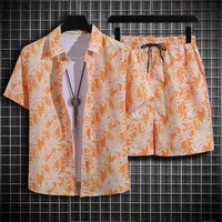 Retro Men's Casual Shirt Summer Loose Fit Hong Kong Style Unique Design Novelty Top Wear For Students sku image 10