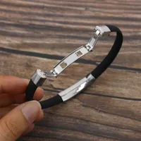 Retro Punk Solid Color 304 Stainless Steel Pu Leather Polishing Men's Bangle Men Cord & Leather Bracelets main image 4