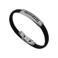 Retro Punk Solid Color 304 Stainless Steel Pu Leather Polishing Men's Bangle Men Cord & Leather Bracelets main image 5