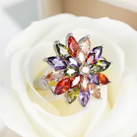 Wholesale Jewelry Simple Style Flower Copper Zircon Inlay Rings main image 3