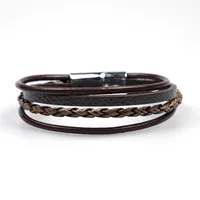 Retro Punk Solid Color 304 Stainless Steel Pu Leather Men's Bangle Men Cord & Leather Bracelets main image 2