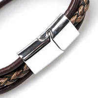 Retro Punk Solid Color 304 Stainless Steel Pu Leather Men's Bangle Men Cord & Leather Bracelets main image 4