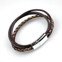 Retro Punk Solid Color 304 Stainless Steel Pu Leather Men's Bangle Men Cord & Leather Bracelets main image 3