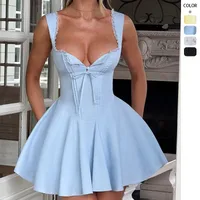 Women's A- Line Skirt Casual Elegant Streetwear Collarless Sleeveless Solid Color Above Knee Holiday Banquet Selfie main image 2