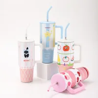 Cute Letter Fruit Cat 201 Stainless Steel Ceramics Thermos Cup 1 Piece main image 1